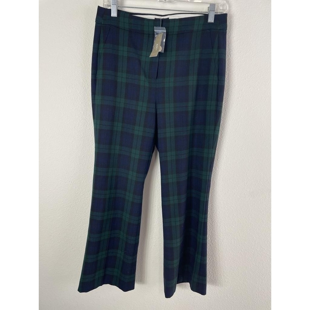 NEW J Crew Hayden Pants Womens 4 Blue Plaid Cropped Twill Wool Lined Dress Work